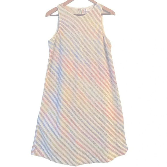 $3/15 Lou & Grey /Loft Rainbow Stripe Textured Dress Size S (fits like M) - Picture 4 of 7